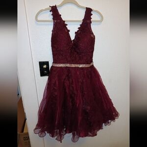 LA Scala Dress Burgundy Mini Prom Homecoming Special Occasion Dress S